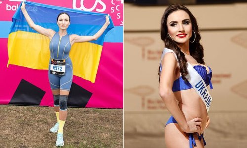 Miss Ukraine's marathon glory: Former beauty queen from war-hit nation finished London run proudly draped in her country's flag