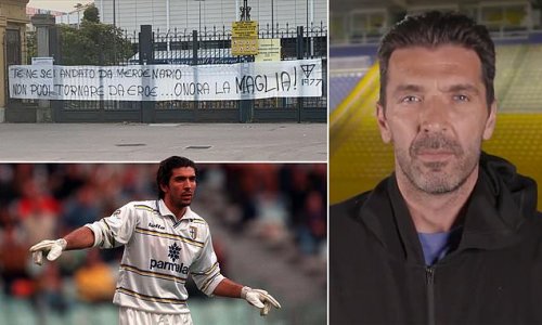 Gianluigi Buffon branded a 'mercenary' by Parma fans in a banner