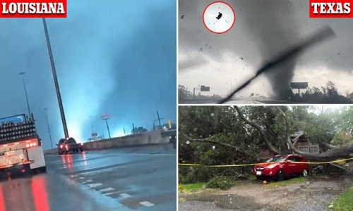 Tornado touches down off the freeway in Lake Charles in Louisiana