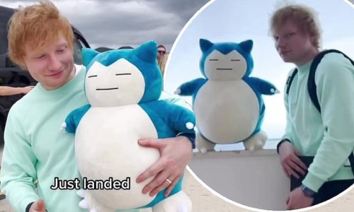 The real A-team! Ed Sheeran goes clubbing and sunbathing in Ibiza with his soft toy Snorlax as he teases new Pokémon themed song Celestial