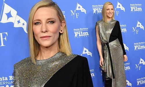 Cate Blanchett Cuts A Chic Figure In A Silver And Black Frock As Shes 