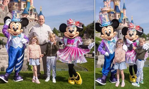 It's a small word, after all! Prince Albert takes real-life Prince and Princess twins Jacques and Gabriella to Disneyland Paris – but mum Charlene is nowhere to be seen