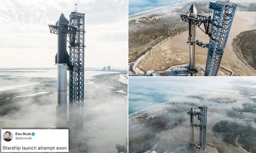 SpaceX shares INCREDIBLE aerial photos of its 395ft Starship rocket ...