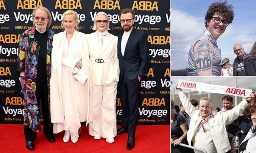 Mamma Mia - here they go again! ABBA are seen all together in public for the first time in 36 years as they attend the launch of their Voyage digital concert residency... while hardcore fans eagerly wait to catch a glimpse of their idols