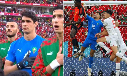 Morocco goalkeeper Yassine Bounou DISAPPEARS after being named in line-up for Belgium clash and singing the national anthem... as the BBC take 38 MINUTES to notice he had been replaced by Munir Mohamedi due to an eye issue!