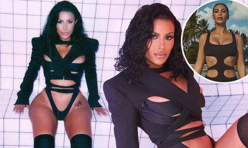 Kim Kardashian copycat Chaney Jones who used to date Kanye West gives fans an eyeful in racy new photos showcasing her killer curves