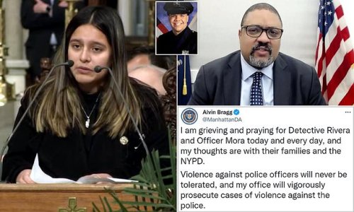 DA criticized in NYPD widow's eulogy says he is 'grieving and praying'