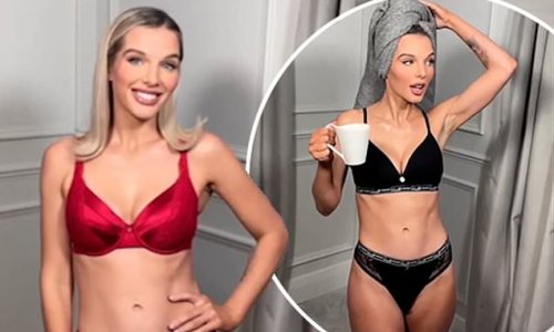 Newly-single Helen Flanagan flaunts her incredible figure in 'dreamy' plunging lingerie as she poses up a storm in a sexy clip