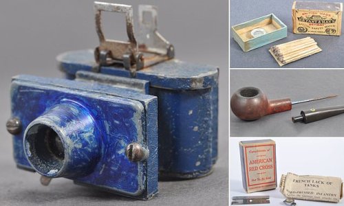 Daggers disguised as smoking pipes, escape kits hidden in matchboxes and miniature cameras: Chilling 'James Bond style' gadgets used by British secret agents in World War Two emerge for sale