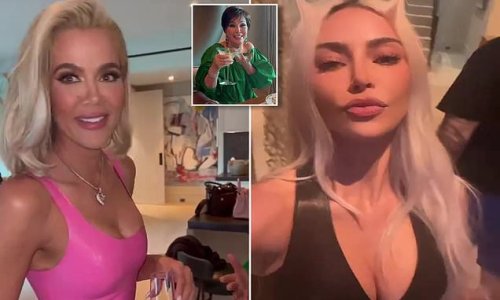 Inside Khloe Kardashian's 38th birthday bash: Reality star channels Barbie in a pink latex dress as she joins sister Kim and momager Kris Jenner drinking martinis during boozy lunch - and even Rob makes a rare appearance