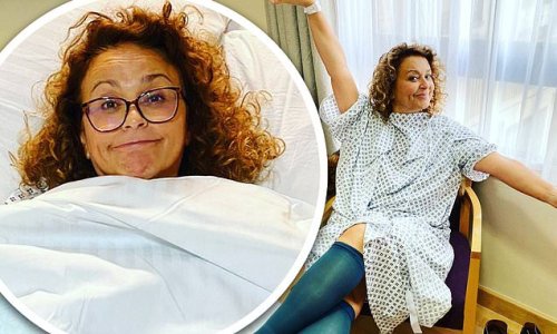 'I've been worried sick': Nadia Sawalha shares photos from a hospital bed and reveals she has been given the all clear after a recent hysteroscopy