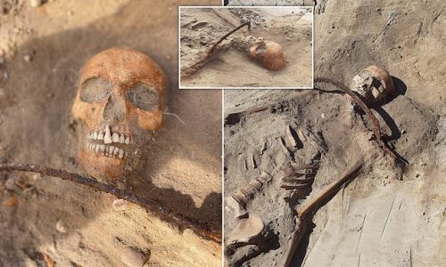 EXCLUSIVE: Remains of a female 'VAMPIRE' pinned to the ground with a sickle across her throat to prevent her returning from the dead are found in Poland