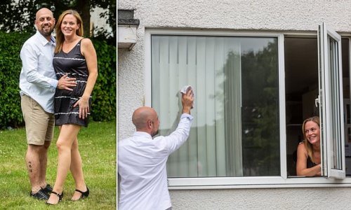 Confessions of a window cleaner! Woman who fell in love with local tradesman as they chatted during tea breaks is now four months pregnant with their first child