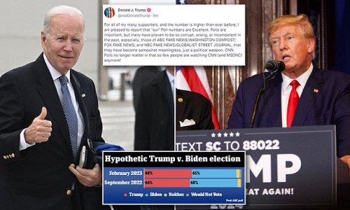 Trump would BEAT Biden in head-to-head election as new poll finds nearly two-thirds of Americans would be 'angry' or 'dissatisfied' if Biden were reelected and most voters want different choices in 2024