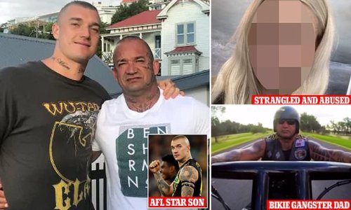 EXCLUSIVE: Why a model trembles at the mere mention of Dustin Martin's dad: The full inside story of how bikie Shane Martin flew into a roid rage, punched his lover in the face and strangled her - before dropping dead