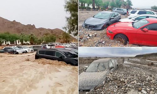 Flash flooding leaves A THOUSAND people stranded in Death Valley National Park after 'nearly an entire year's worth of rain in one morning'
