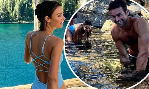 Keleigh Sperry shares cheeky snaps in a blue one-piece bathing suit on summer river trip with husband Miles Teller and The Boys' Chace Crawford