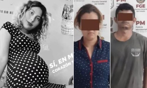 Eight-months pregnant Mexican woman is found dead with newborn cut out of her womb before her baby is recovered alive: Cops detain man and woman 'who was unable to have children herself'