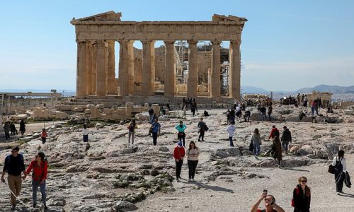 Greek officials install 150 CCTV cameras at the Acropolis amid outrage at 'shameful' gay sex scene filmed at sacred temple