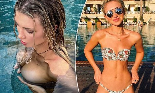 Gabrielle Epstein jokes about her 'flotation devices' as the surgically enhanced Playboy model goes for a topless swim