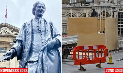 Slavery notice is put on statue of Guy's Hospital founder: Memorial is visible again as hoardings are removed... two years after being put up amid BLM-inspired backlash over colonial links