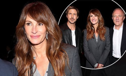 Julia Roberts, 55, proves everyone loves a Pretty Woman as Ryan Gosling and Salma Hayek's billionaire husband jump into a photo op with her in Milan