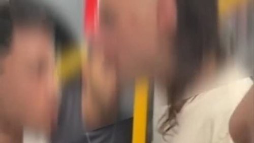 Horrifying moment eshays brawl on the Sydney light rail as passengers scream in terror: 'You're lucky I'm on bail'