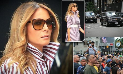 EXCLUSIVE: Missing Mar-a-Lago? Melania Trump appears uncomfortable as she's heckled while leaving Trump Tower in NYC after changing permanent residence from Manhattan skyscraper to Florida country club