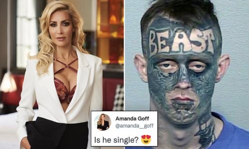 Australia's former top sex worker asks if accused criminal with 'BEAST' tattooed on his face is single in cheeky Twitter posts: 'We all like bad boys'