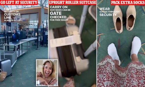 Why you should ALWAYS turn left at TSA if you want to avoid lines: Travel expert reveals unusual secret to help you avoid airport security stress ahead of the holiday season