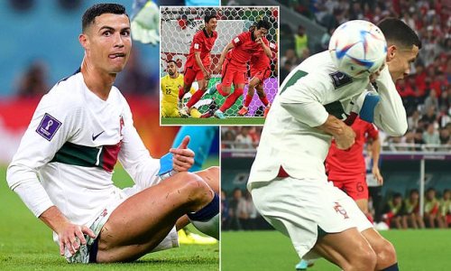 Cristiano Ronaldo makes a costly error leading to South Korea's equaliser against Portugal as he DUCKS to avoid the ball, allowing it to deflect off his back and into the path of a grateful Kim Young-Gwon to fire home