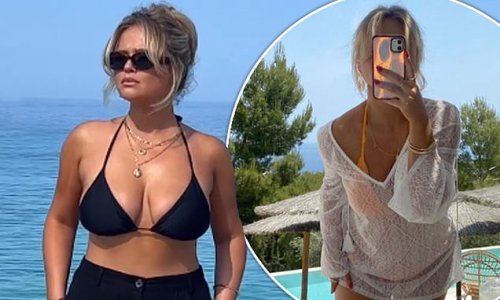 Emily Atack Puts On A Sizzling Display In A Black Bikini And Trousers Before Showing Off Her