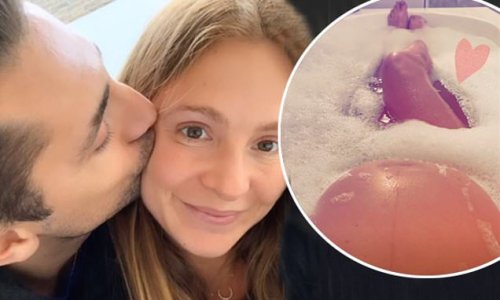 Millie Mackintosh shows off her bare pregnancy bump in the bath as well as sweet 'quaranteam' selfie with husband Hugo Taylor as she prepares to give birth in a 'matter of weeks'