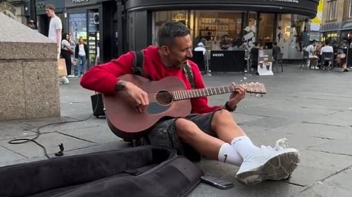 Newcastle legend and adopted Geordie who survived cancer spotted BUSKING on return to the city centre