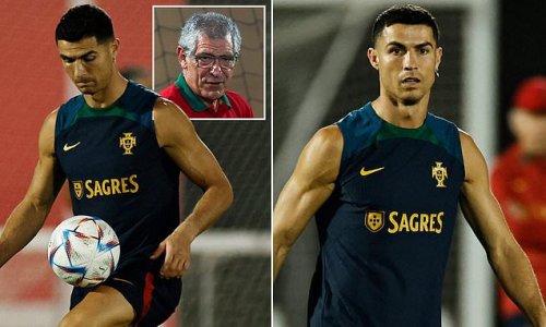 Cristiano Ronaldo trains with his Portugal teammates - including substitutes - after previously 'opting to do gym work alongside starting XI' despite not starting against Switzerland... following his furious denial that he wanted to quit the World Cup