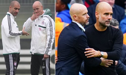 JOE BERNSTEIN: Erik ten Hag felt like he 'won the lottery' working with Pep Guardiola at Bayern Munich... now the Manchester United boss - who took the moniker 'Mini Pep' - looks to crush the Man City manager's Treble dreams