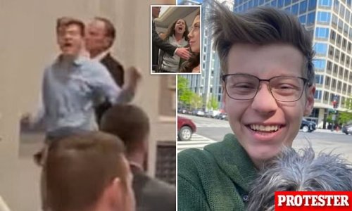 'Abortion is forever, motherf**ker': Pregnancy center banquet is ambushed by seething pro-life protesters in DC - as they rip into guests for having 'blood on their hands'