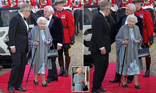 Queen leaves Prince Philip's walking stick at home as she opts for staghorn cane for Jubilee celebrations (but hands it off and manages to walk unaided!)
