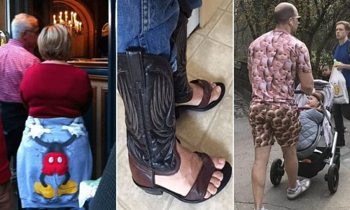 Call the fashion police! Shoppers share some very questionable clothing designs, including cowboy boot sandals and shirts stained BEFORE you buy them