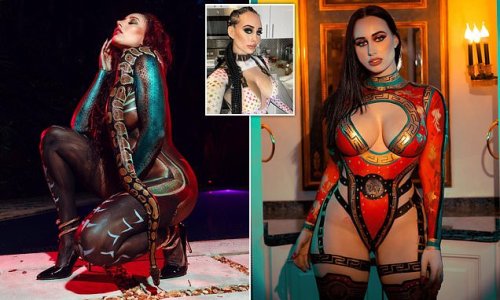 OnlyFans star, 37, goes viral recreating designer outfits entirely made of body paint- from Louis Vuitton swimwear to Versace lingerie