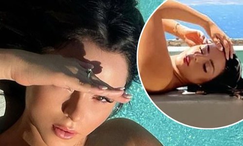 Demi Rose poses topless in a TINY gold thong bikini as she shares scantily-clad snaps from her sizzling sunbathing session in Greece