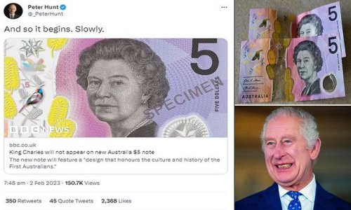 'And so it begins...': Royal expert hints fear Australia could 'slowly' ditch Charles as Head of State after his portrait was axed from new five dollar note amid growing republican support after Queen's death and Sussexes' attacks