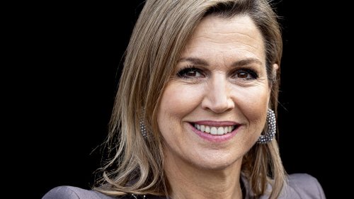 Queen Maxima of the Netherlands adds flair to her coordinated ensemble with two striking spider...