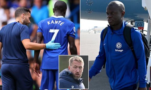 N'Golo Kante one of 25 players to travel with Chelsea to warm weather training camp in Abu Dhabi... despite the French midfielder facing a further three months out following a hamstring operation