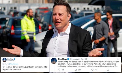 Elon Musk says the first human colony on Mars will live in 'glass domes' and one million people will live there by 2050 after the poles are blasted by nuclear weapons to melt ice caps and induce warming