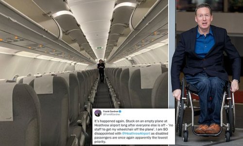 BBC's Frank Gardner is left stranded on an empty plane AGAIN after there were 'no staff to get his wheelchair off' as journalist accuses Heathrow Airport of treating disabled passengers as their 'lowest priority'