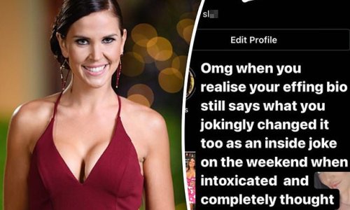 Awkward! Bachelor star changes her Instagram bio to 'statewide sl*t' while intoxicated... and doesn't realise what she's done until DAYS later