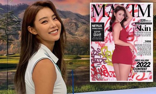 Single's Inferno star Kang Soyeon flaunts her incredible figure in a skimpy mini-dress on the cover of Maxim Korea magazine