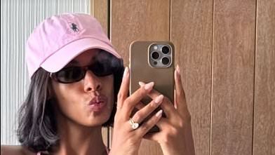 Rochelle Humes showcases her toned physique in a pink bikini as she shares snaps from lavish family holiday in the Maldives