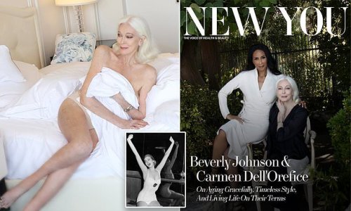 Naughty nineties! World's oldest supermodel Carmen Dell'Orefice, 91, poses TOPLESS for risque magazine shoot - before teaming up with 69-year-old fashion star Beverly Johnson for stunning cover shot